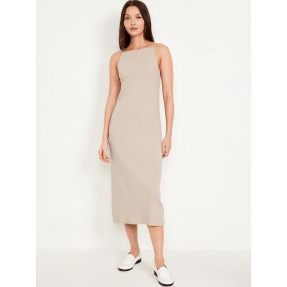 Old Navy Dresses & Skirts - NWT Old Navy Sleeveless Rib-Knit Midi Tank Dress, XL, Bodycon, khaki